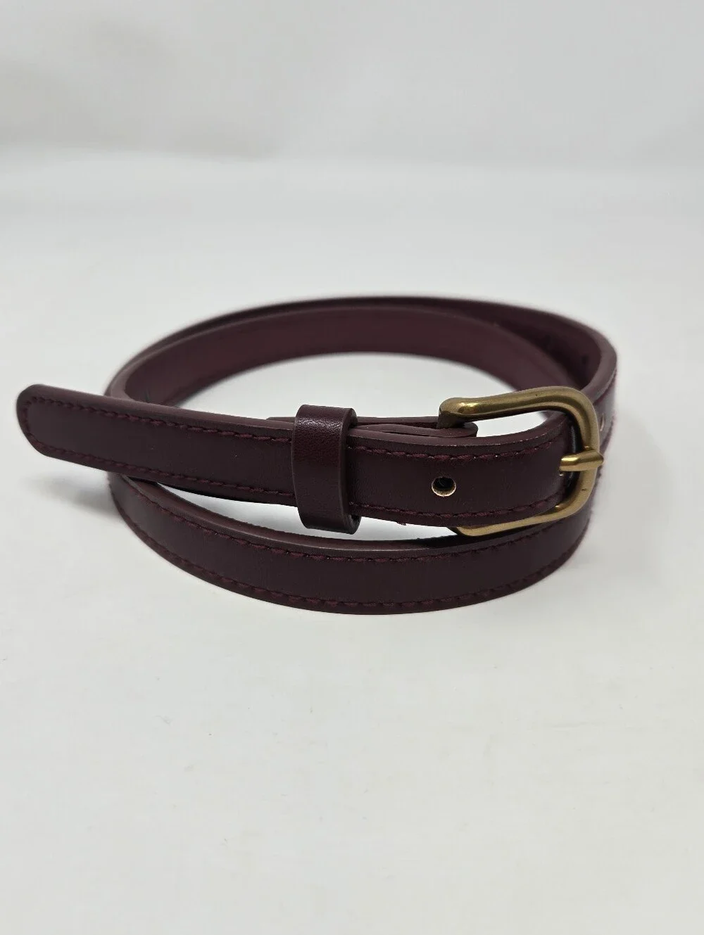 JOHN GALT MAROON OXBLOOD FAUX LEATHER SKINNY BELT UNISEX OS DARK ACADEMIA SCHOOL